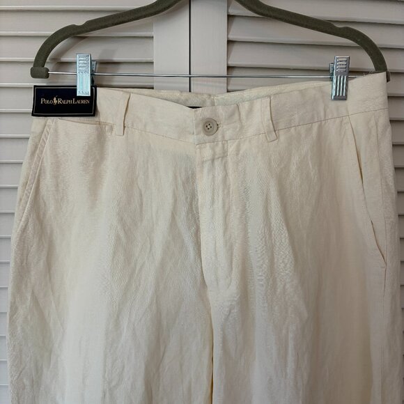 NWT Polo Ralph Lauren cream pants men's 32x32 linen silk *has flaw* - Picture 3 of 13